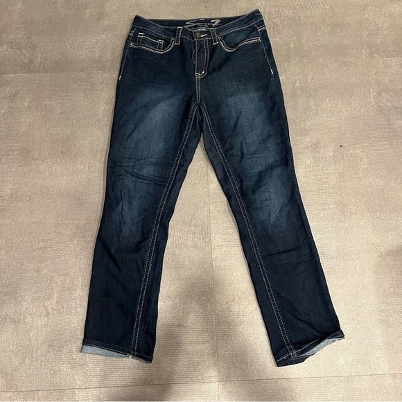 Seven7 Denim - Seven Slimming Straight Women's Dark Blue Jeans 12